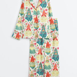 Womenâ€™s Gnomes Christmas Long Sleeve Satin Pajama Set