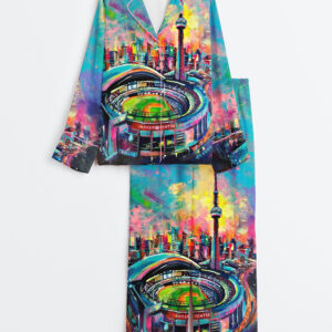 Womenâ€™s Go Jays Go Toronto Baseball World Series Long Sleeve Satin Pajama Set