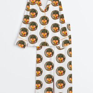 Women's Gobble Gobble Thanksgiving Long Sleeve Satin Pajamas Set