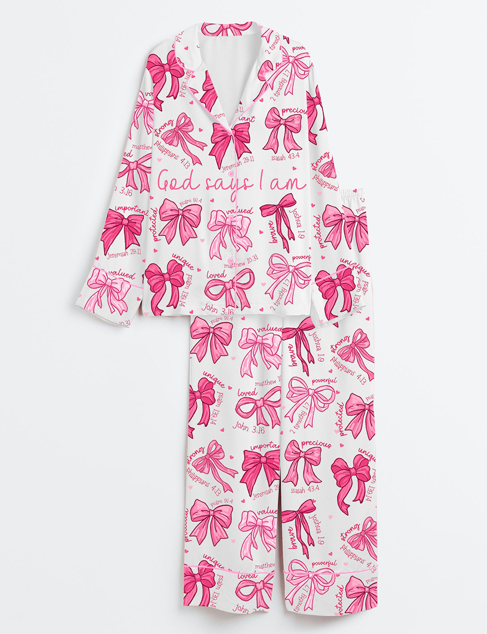 Womenâ€™s God Says I Am Coquette Christian Long Sleeve Satin Pajama Set