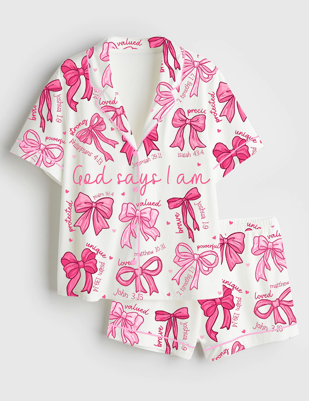 Womenâ€™s God Says I Am Coquette Christian Short Sleeve Satin Pajama Set