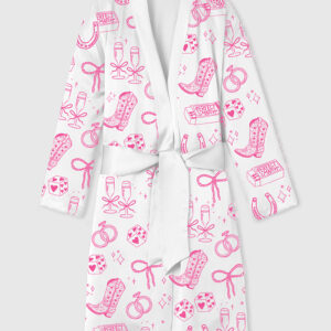 Womenâ€™s Going To The Chapel Cowgirl Bride Coquette Bridal Bow Floral Wedding Satin Bathrobe