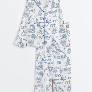 Womenâ€™s Going To The Chapel We're Gonna Get Married Wedding Long Sleeve Satin Pajama Set