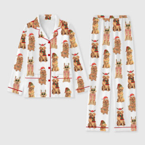 Women's Golden Retriever Christmas Long Sleeve Pocket Cotton Pajama Set