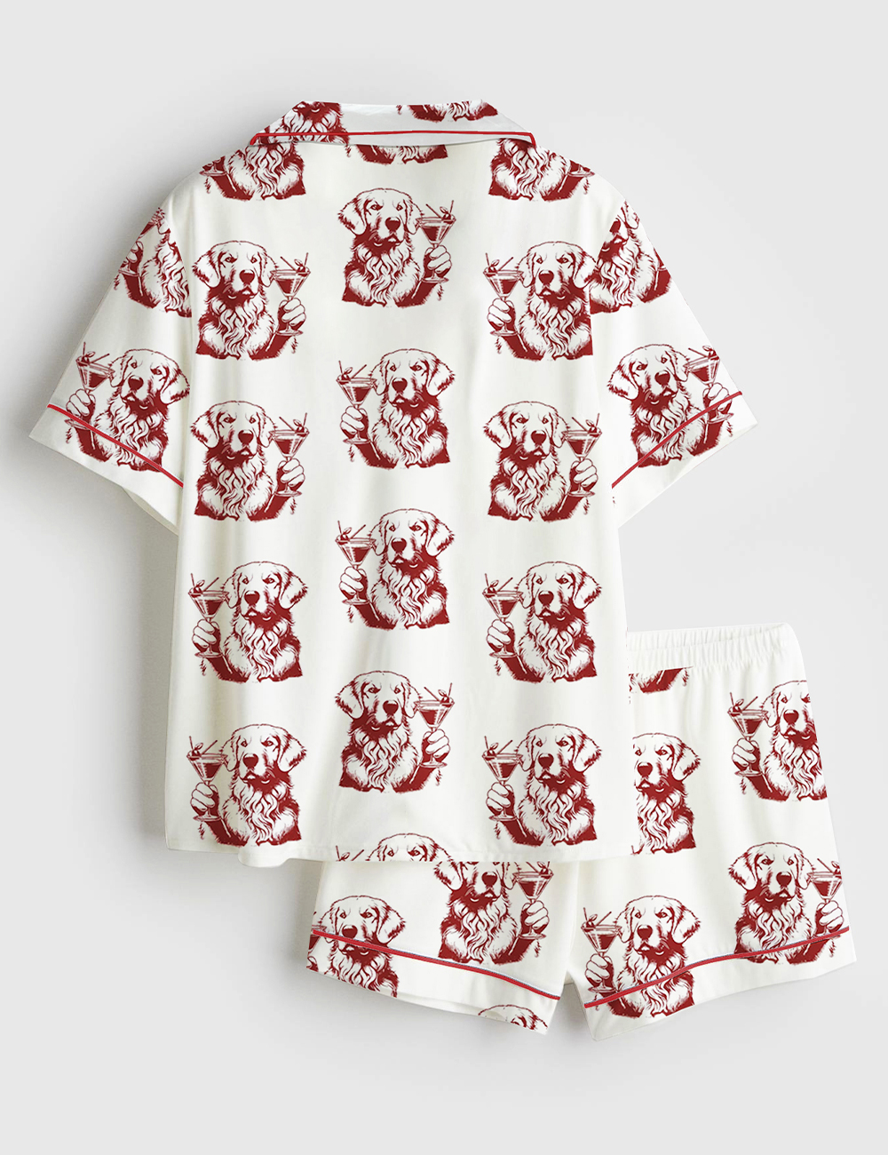 Women's Golden Retriever Espresso Martini Short Sleeve Satin Pajama Set - Image 2