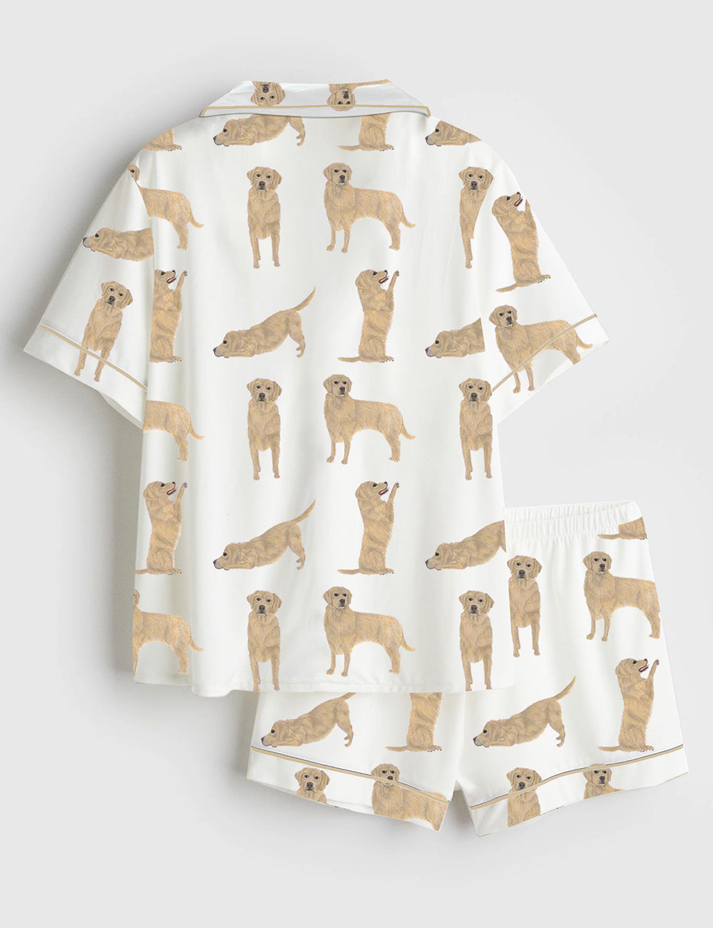 Women's Golden Retriever Short Sleeve Satin Pajama Set - Image 2