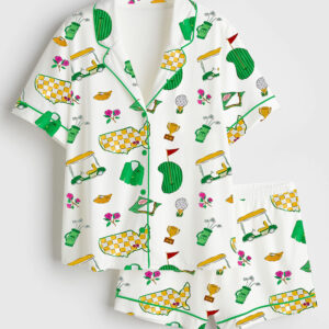 Women's Golf Short Sleeve Satin Pajama Set