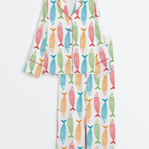 Women's Golfo de MÃƒÂ©xico 1550 Sardine Gulf Of Mexico Long Sleeve Satin Pajamas Set