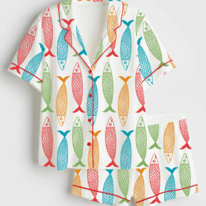 Women's Golfo de México 1550 Sardine Gulf Of Mexico Short Sleeve Satin Pajama Set