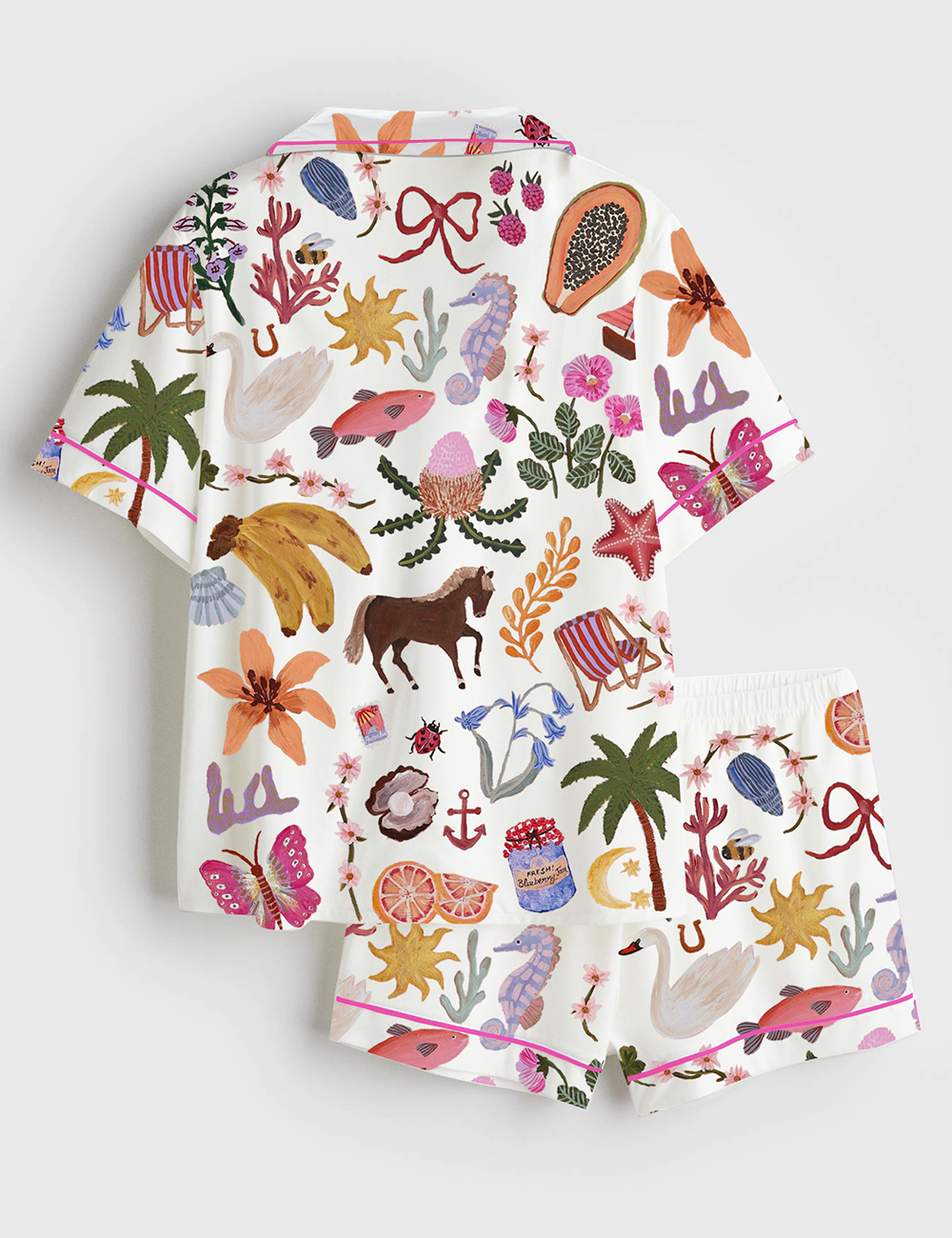 Women's Gorgeous Colours Art Painting Short Sleeve Satin Pajama Set - Image 2