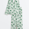 Womenâ€™s Green Stripe Tinis And Weenies Dirty Martini Party Print Long Sleeve Satin Pajama Set