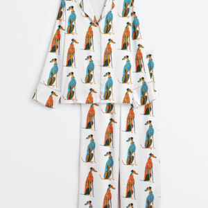 Women's Greyhound Dog Greyhound Lover Long Sleeve Satin Pajamas Set