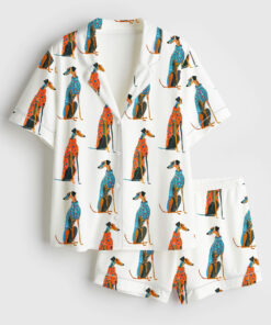 Women's Greyhound Dog Greyhound Lover Short Sleeve Satin Pajama Set