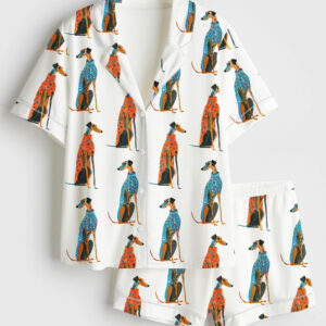 Womenâ€™s Greyhound Dog Greyhound Lover Short Sleeve Satin Pajama Set