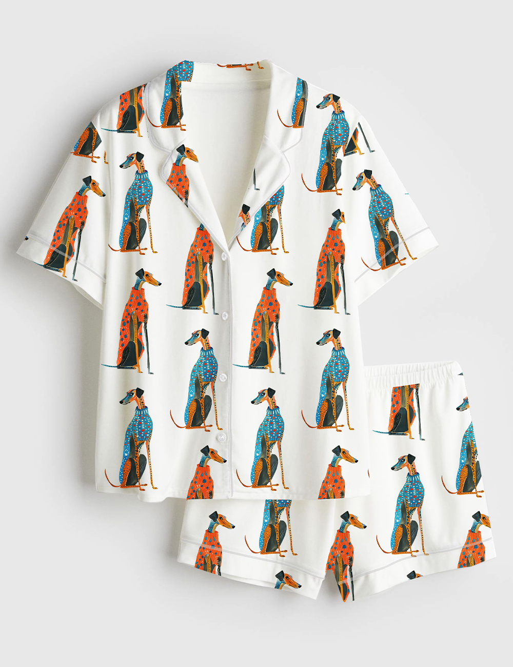 Womenâ€™s Greyhound Dog Greyhound Lover Short Sleeve Satin Pajama Set