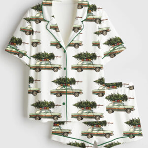 Womenâ€™s Griswold Christmas Tree Farm Short Sleeve Satin Pajama Set