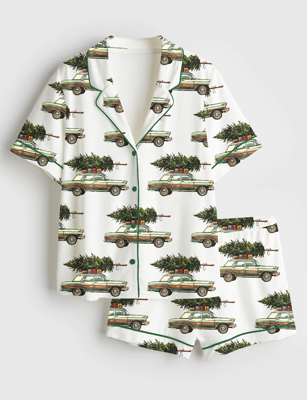 Womenâ€™s Griswold Christmas Tree Farm Short Sleeve Satin Pajama Set