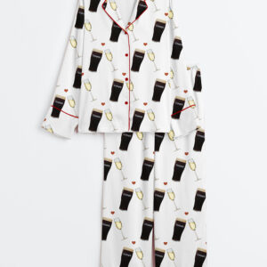 Womenâ€™s Guinness And Prosseco Long Sleeve Satin Pajama Set