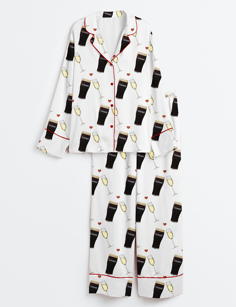 Women's Guinness And Prosseco Long Sleeve Satin Pajamas Set