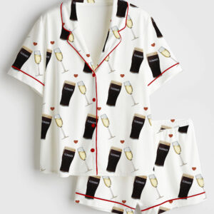 Womenâ€™s Guinness And Prosseco Short Sleeve Satin Pajama Set