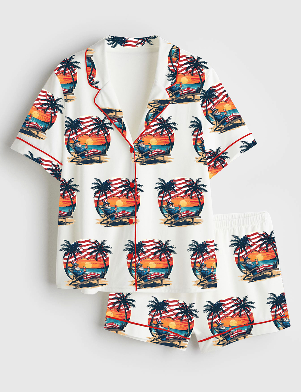 Women's Gulf Of America Short Sleeve Satin Pajama Set