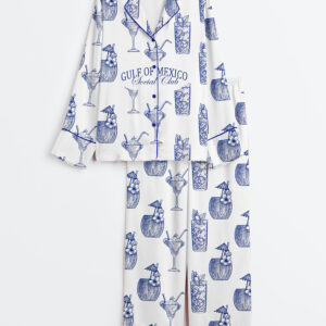 Women's Gulf Of America Social Club Long Sleeve Satin Pajamas Set