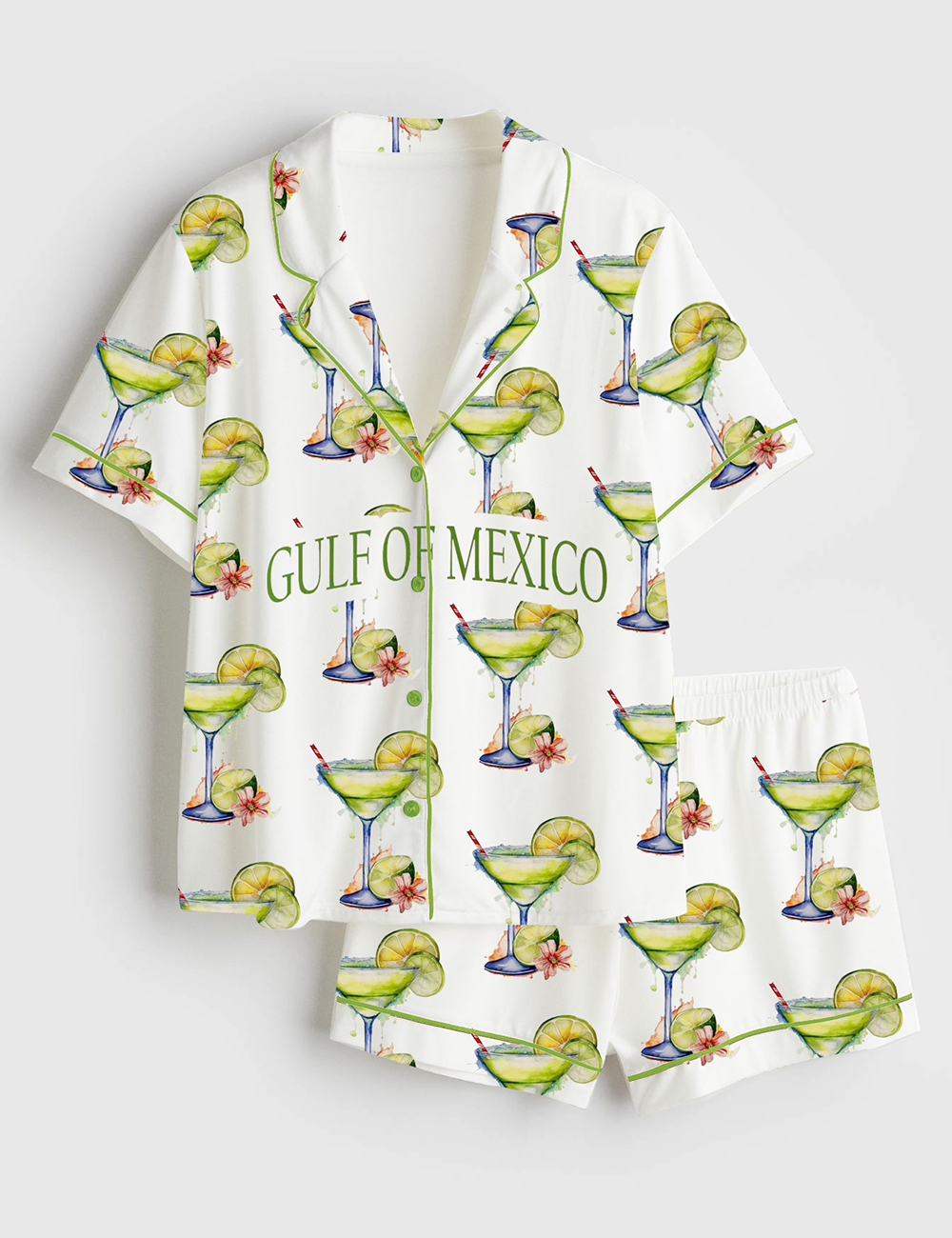 Women's Gulf Of Mexico Short Sleeve Satin Pajama Set