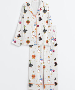 Women's Halloween Goose Long Sleeve Satin Pajama Set