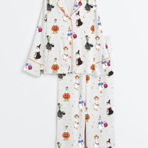 Womenâ€™s Halloween Goose Long Sleeve Satin Pajama Set