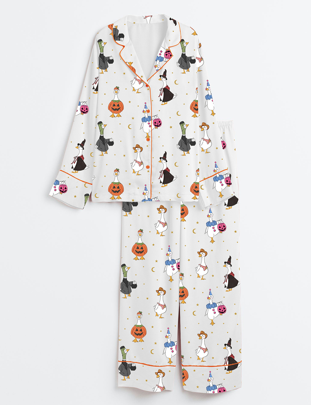 Womenâ€™s Halloween Goose Long Sleeve Satin Pajama Set