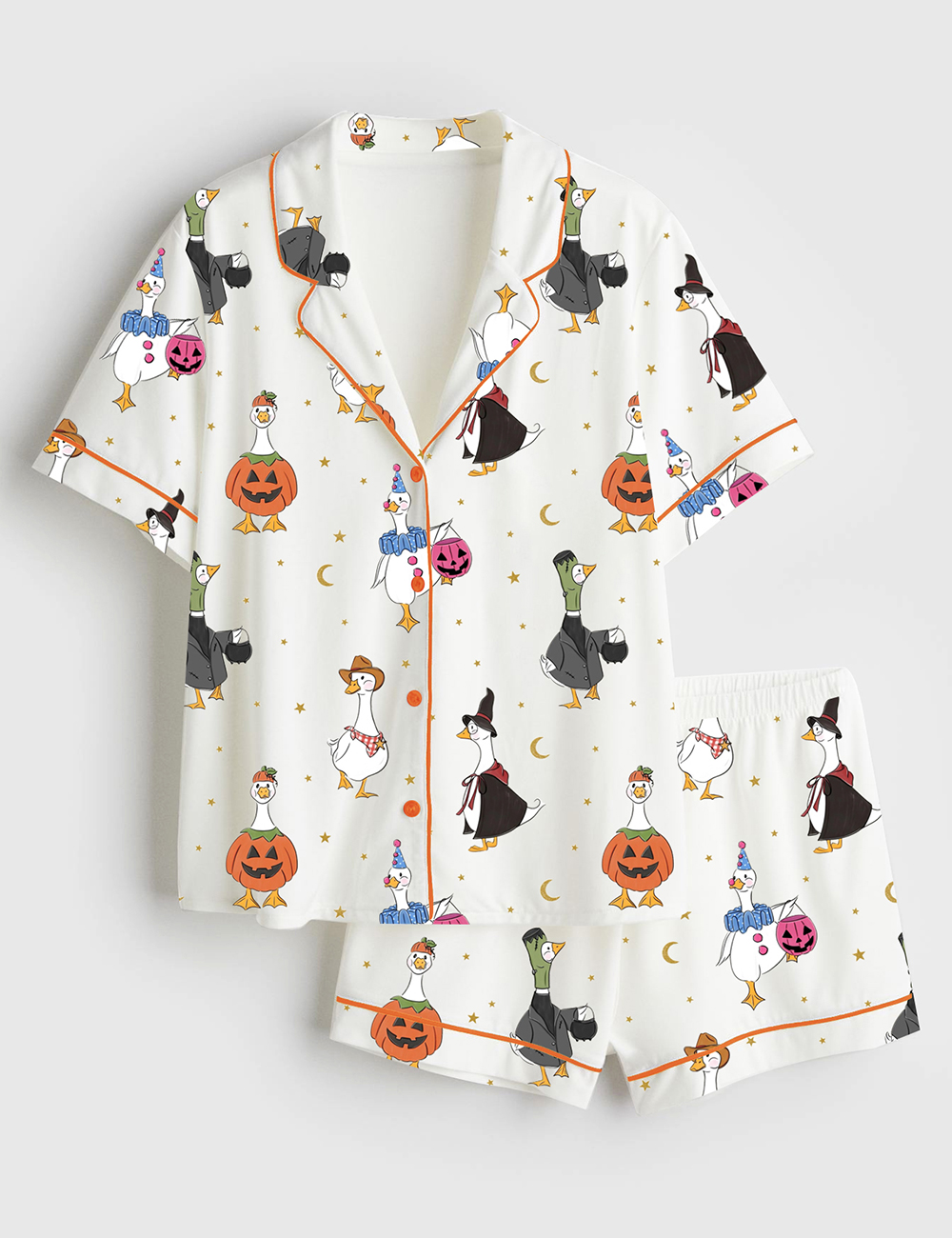 Womenâ€™s Halloween Goose Short Sleeve Satin Pajama Set