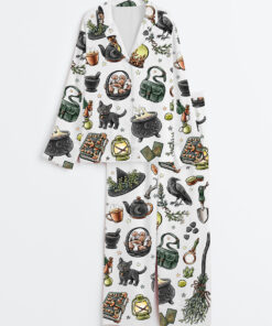 Women's Halloween Witch Long Sleeve Satin Pajama Set