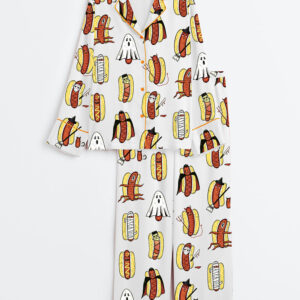 Womenâ€™s Halloweiners Summerween Halloween Long Sleeve Satin Pajama Set