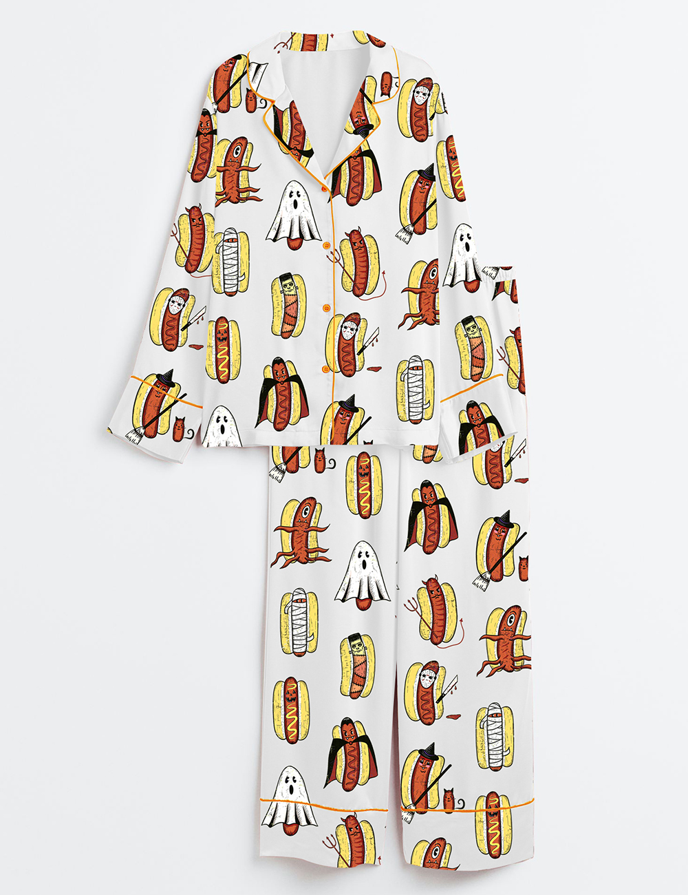 Women's Halloweiners Summerween Halloween Long Sleeve Satin Pajamas Set