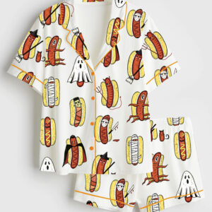 Womenâ€™s Halloweiners Summerween Halloween Short Sleeve Satin Pajama Set