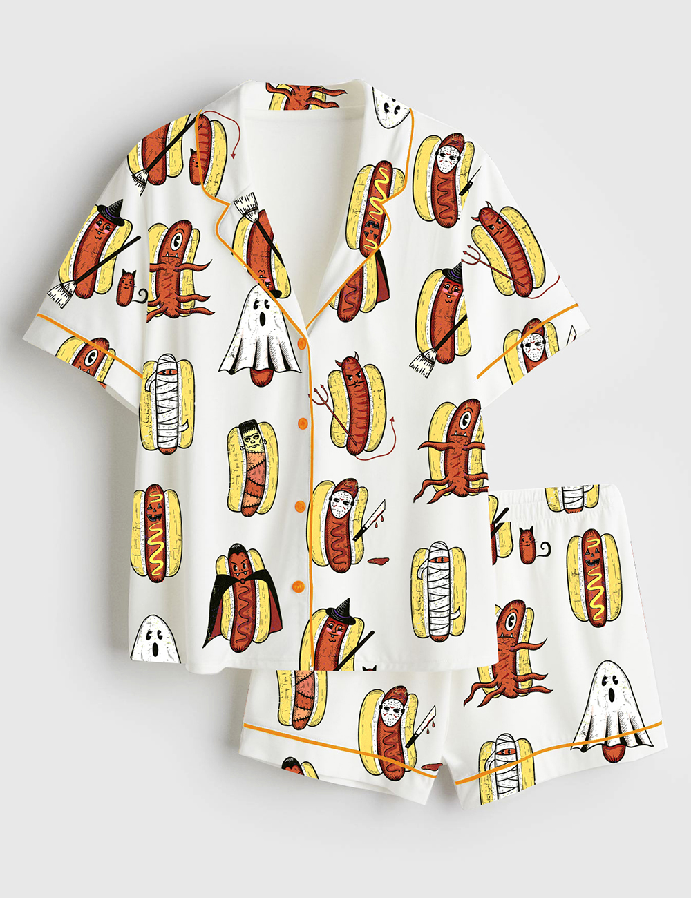 Womenâ€™s Halloweiners Summerween Halloween Short Sleeve Satin Pajama Set