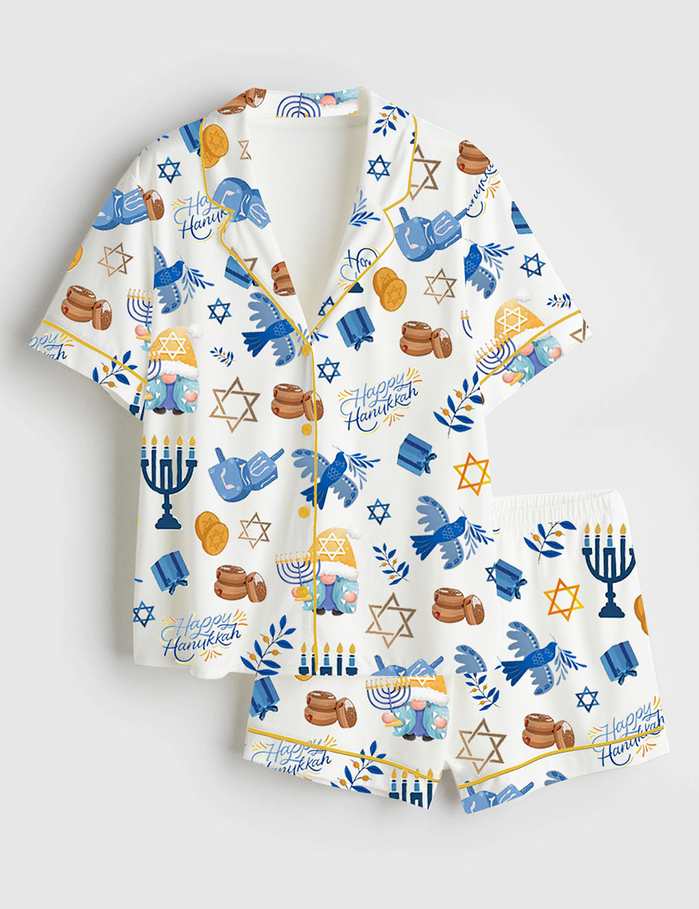Women's Hanukkah Short Sleeve Satin Pajama Set