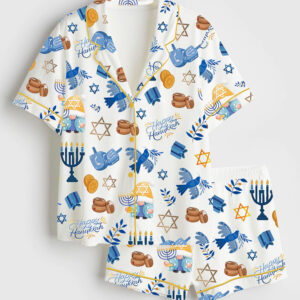 Women's Hanukkah Short Sleeve Satin Pajama Set