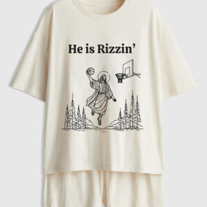 Women's He Is Rizzin Jesus Christian Short Sleeve Pajamas Set