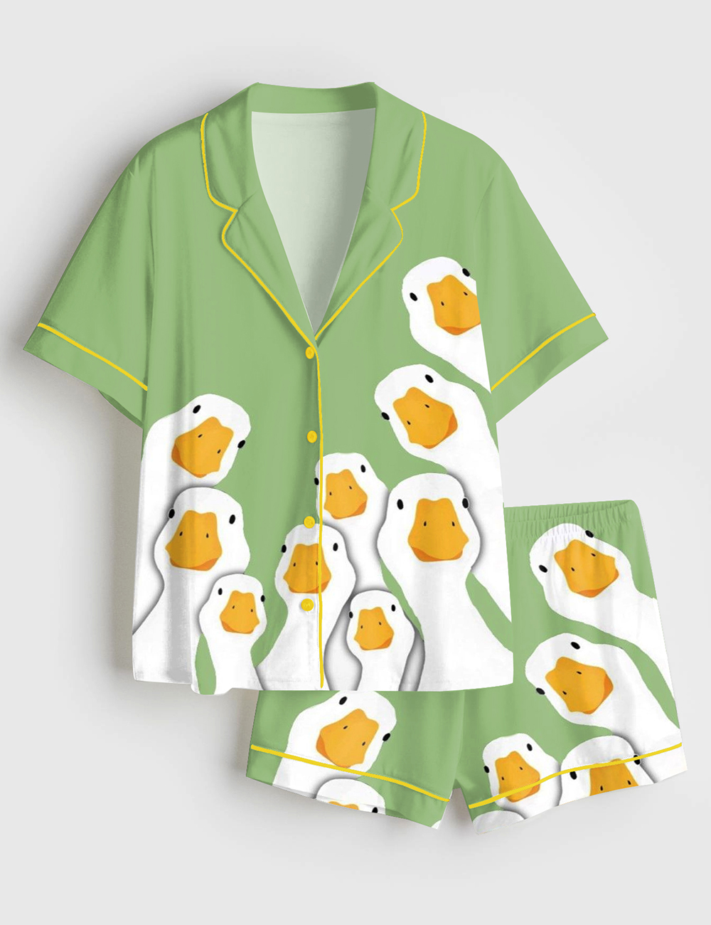 Women’s Hello Duck Goose Short Sleeve Satin Pajama Set