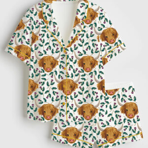 Womenâ€™s Highland And Thistle Short Sleeve Satin Pajama Set