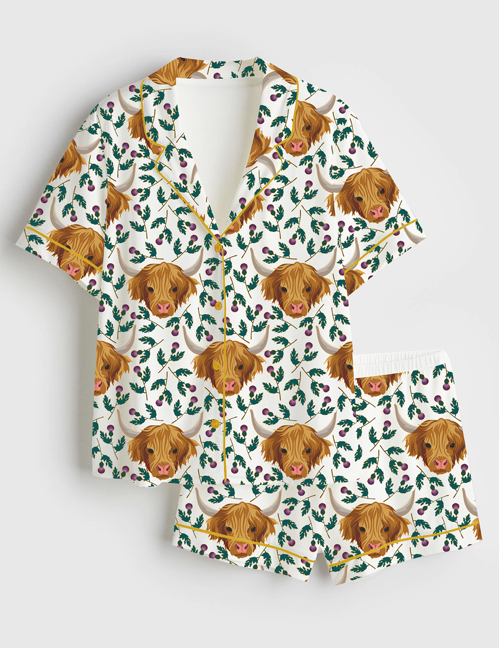 Womenâ€™s Highland And Thistle Short Sleeve Satin Pajama Set