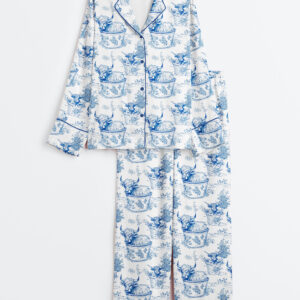 Women's Highland Cows In Buckets Long Sleeve Satin Pajamas Set