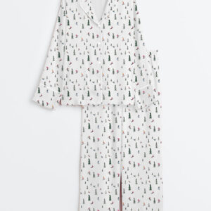 Women's Holiday Ski Long Sleeve Satin Pajamas Set