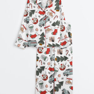 Women's Home Alone Christmas Long Sleeve Satin Pajamas Set