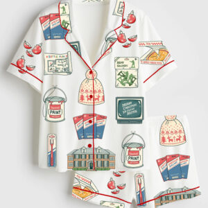 Womenâ€™s Home Alone Christmas Movie Short Sleeve Satin Pajama Set