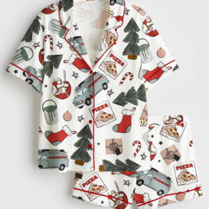 Women's Home Alone Christmas Short Sleeve Satin Pajamas Set