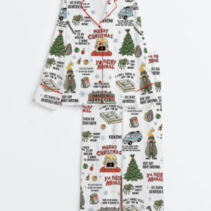 Womenâ€™s Home Alone Merry Christmas Long Sleeve Satin Pajama Set