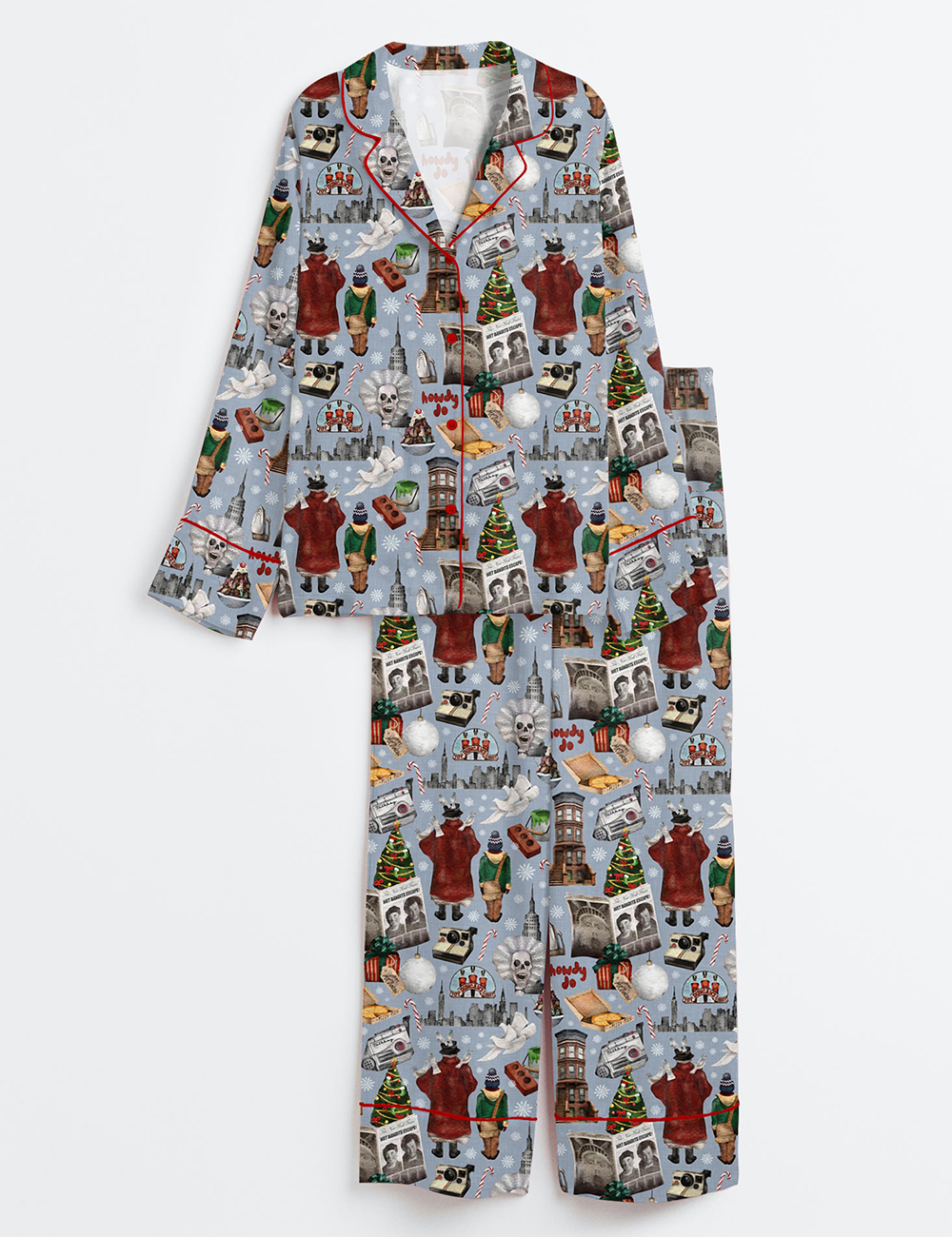 Womenâ€™s Home Alone Movies Kevin Mccallister Christmas Movie Long Sleeve Satin Pajama Set