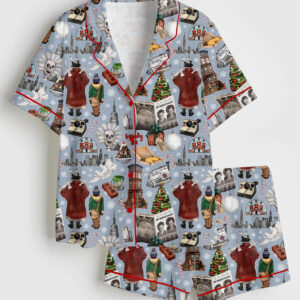 Womenâ€™s Home Alone Movies Kevin Mccallister Christmas Movie Short Sleeve Satin Pajama Set